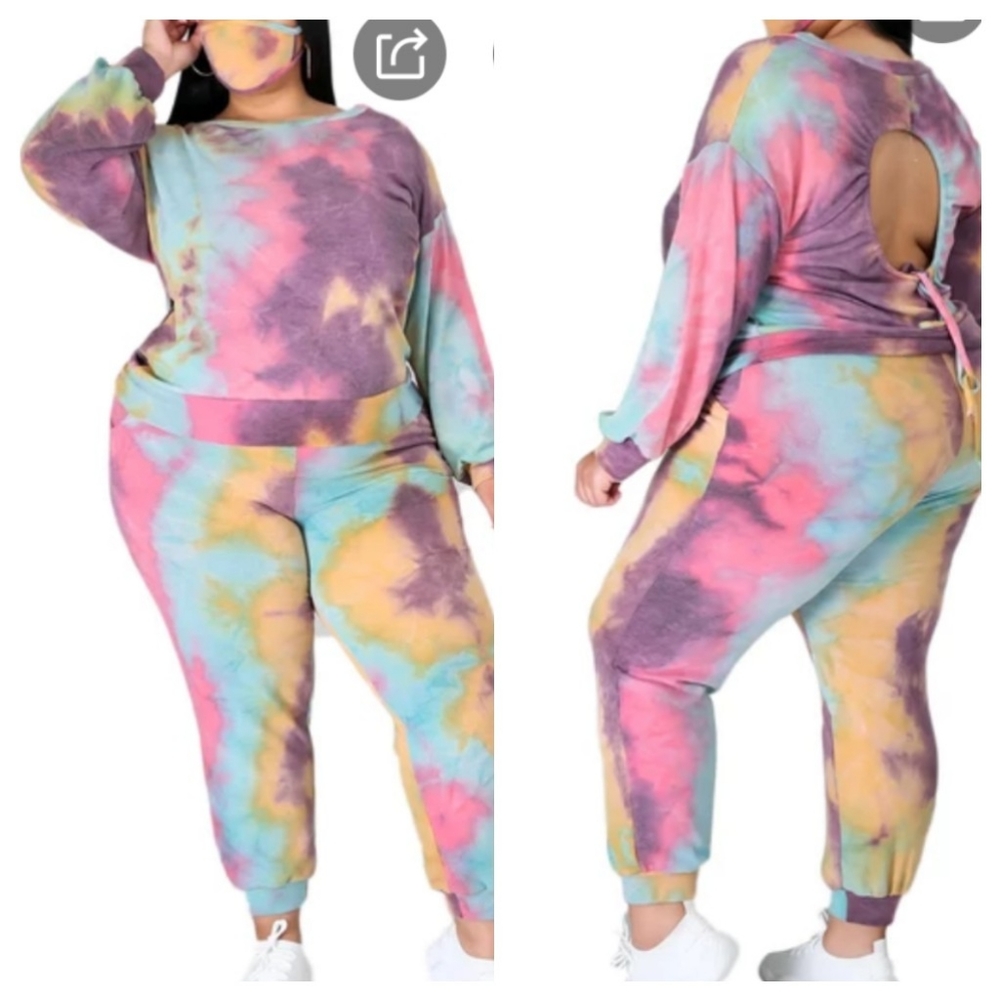 PLUS SIZE 😍Tie dye two-piece jogger